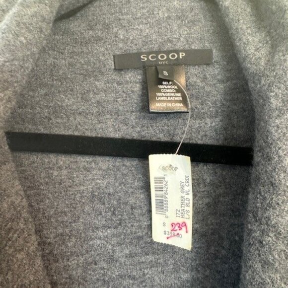 Scoop NYC 100% Wool Gray Waterfall Oversized Collar Cardigan - Picture 3 of 8